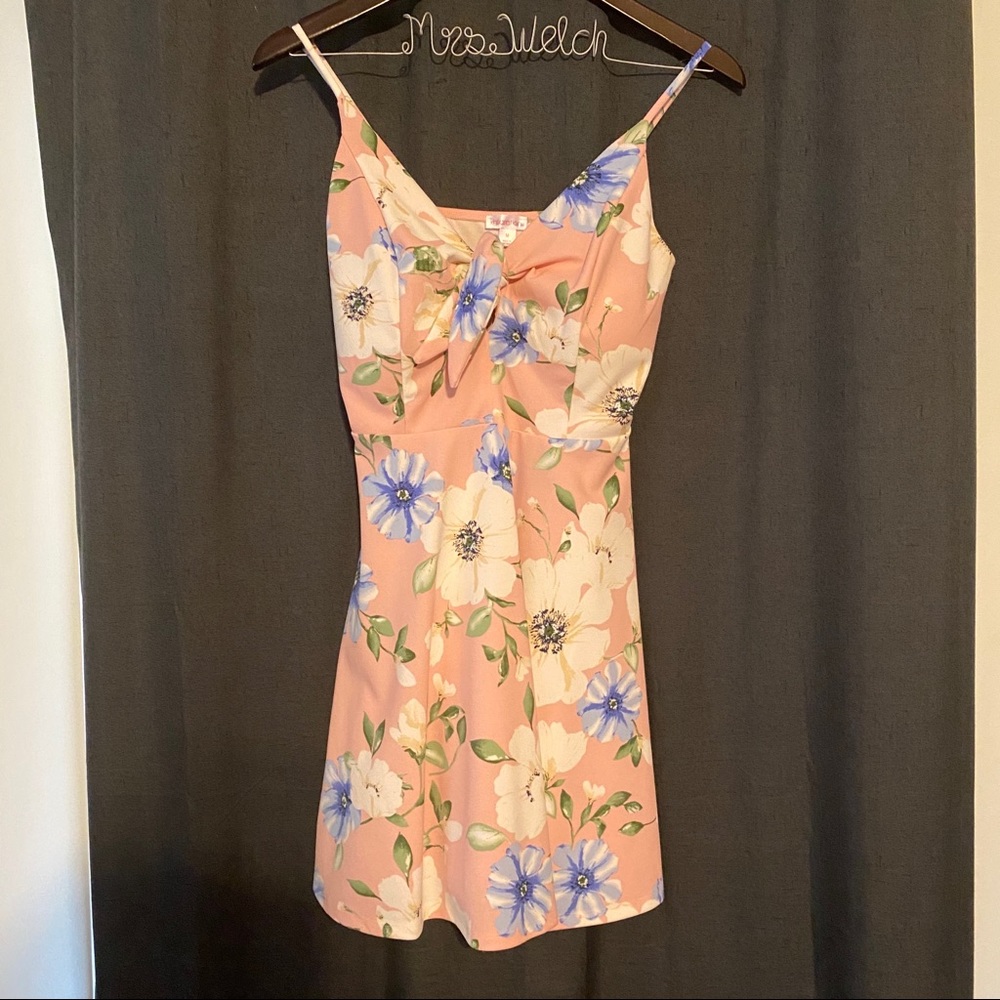 Peep top mini floral mini dress